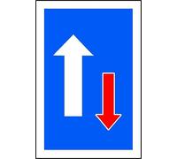 Priority | 30cm x 20cm | Blue/Red/White - PVC Plastic Sign for Workplaces, Roads, Public Spaces, Queue Management, and Safety Compliance | UK-Made with Renewable Energy | Low Carbon Footprint