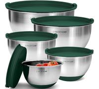 Priority Chef Premium Mixing Bowls with Airtight Lids Set, Thicker Stainless Steel Mixing Bowl Set, Large Prep Metal Bowls with Lids, Nesting Bowls for Kitchen, 1.5/2/3/4/5 Qrt, Green