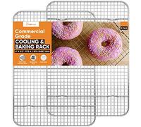 PriorityChef 18/8 Stainless Steel Cooling Rack, Heavy Duty Baking Rack For Oven Cooking, Fits Eigth Sheet Pan, Wire Rack For Cooking, Bacon, Cookie Cooling Rack, 6" x 9.2" - 2 Pack