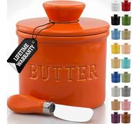 PriorityChef Butter Crock with Lid with Water Line,Ceramic French Butter Dish to Leave On Counter, Orange Clown Fish
