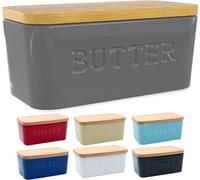 PriorityChef Extra Large Butter Dish with Lid for Countertop, Ceramic Butter Container With Airtight Cover, Butter Keeper for Counter or Fridge, Butter Holder Storage, Grey