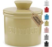 PriorityChef French Butter Crock with Lid, Keep Spreadable & Fresh, Keeper to Leave On Counter, Dish Perfect for Bread and Toast, Ideal Kitchen Gift, Khaki (GM-PC-CROCK-KHK-V2)