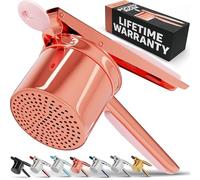 PriorityChef Large 15oz Potato Ricer, Heavy Duty Stainless Steel Potato Masher and Ricer Kitchen Tool, Press and Mash Kitchen Gadget For Perfect Mashed Potatoes - Everytime, Rosegold and Pink