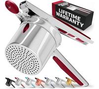 PriorityChef Large 15oz Potato Ricer, Heavy Duty Stainless Steel Potato Masher and Ricer Kitchen Tool, Press and Mash Kitchen Gadget For Perfect Mashed Potatoes - Everytime, Red