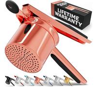 PriorityChef Large 15oz Potato Ricer, Heavy Duty Stainless Steel Potato Masher and Ricer Kitchen Tool, Press and Mash Kitchen Gadget For Perfect Mashed Potatoes - Everytime, Rose Gold and Black