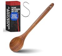 PriorityChef Long Wooden Spoon for Cooking, Durable Teak Large Cooking Spoon for Serving, Stirring & Daily Use - Safe for Nonstick & Cast Iron Cookware