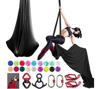 PRIORMAN Aerial Silk Set, Premium 9 Yards/8.2m Pro 40 Denier Nylon Medium Stretch Fabric Silks, Heavy-Duty Fitness Hammock Perfect for AntiGravity Hammock Yoga Training & Dance Circus Performances