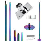 PRIORMAN Fixed Dance Pole Set, 45mm Rainbow Rotatable/Static Bar Height Adjustable, 200kg/440lbs CE Certified Includes Home & Studio Instruction Manual