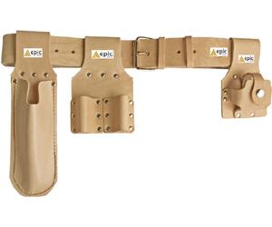 PRIORY PRO TAN Leather Scaffold Tool Belt/Spanner/Level/Tape Frogs Holders/Pouch