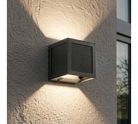 PRIOS Avvin LED solar wall light, black, cube, sensor