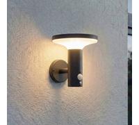 PRIOS Kalen LED solar wall light, 17 cm, black, with sensor