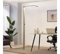 Prios LED office floor lamp Taronis, silver, 195 cm, dimmable