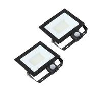 Prios LED outdoor spotlight Maikel, 50 W, metal, sensor, set of 2