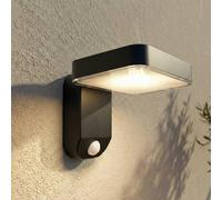 PRIOS LED solar wall lamp Tarlson, angular, anthracite, sensor