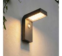Prios LED solar wall light Aurino, black, sensor, IP44
