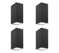 Prios outdoor wall light Tetje, black, angular, 16 cm, set of 4