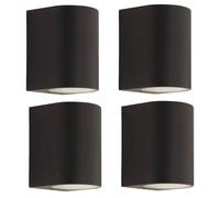 Prios outdoor wall light Tetje, black, round, 10 cm, set of 4