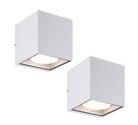 Prios outdoor wall light Tetje, white, angular, 11.5 cm, set of 2
