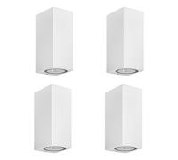 Prios outdoor wall light Tetje, white, angular, 16 cm, set of 4