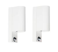 Prios outdoor wall light Tetje, white, round, sensor, set of 2