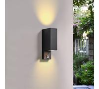 PRIOS Tetje outdoor wall light, black, angular, with sensor