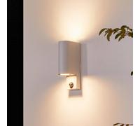 PRIOS Tetje outdoor wall light, white, round, sensor
