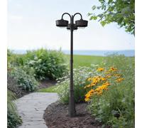 PRIOS Thorus LED outdoor light, 204 cm, black, 3-bulb, IP44