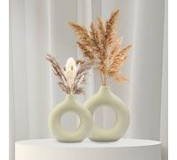 Pripey Cream Ceramic Vase Set of 2, Super Large and Large Modern Vase for Pampas Grass, Minimalist Style Decor for Bedroom, Wedding, Living Room, Party, fireplace mantel decor, Office, and Spring Gift