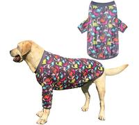PriPre Dog Grey T Shirts with Color Dinosaur Pattern Printed Pet Shirt Softable Pajamas Large Dogs (3XL, Grey)