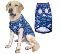 PriPre Dog Navy Sleeveless T Shirts with Universe Dinosaur Pattern Printed Soft Vest for Large Dogs (3XL, Vest)