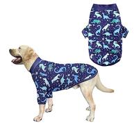 PriPre Dog Navy T Shirts with Universe Dinosaur Pattern Printed Pet Shirt Softable Pajamas for Large Dogs (3XL, Navy)