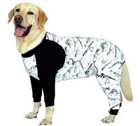 PriPre Dogs Cotton Pajamas with White Dinosaur Pattern Onesie Jumpsuit for Large Dog Full Coverage Sleeper Pets Shirts pjs(3XL，White)