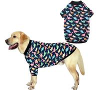 Pripre Pet Dogs Navy Crewneck Sweatshirts Colorful Dinosaur Prints Shirt Pajamas for Large Dog,Navy 2X-Large