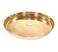 Prisha India Craft 100% Pure Copper Dinner Plate - DIAMETER 12 INCH- Traditional Kitchen Special Thali Plate For Home Decorative Restaurant Ware Hotel - CHRISTMAS GIFTS