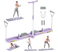 PRISJOY Pilates Board, Pilates Reformer Home Workout Equipment with Resistance Bands & LED Timer for Women and Beginners