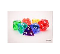 Prism Translucent GM Dice with White Numbers 16mm (5/8in) Set of 7 Chessex