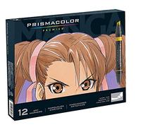 Prismacolor 1759444 Premier Double-Ended Art Markers, Fine and Chisel Tip, Manga Colors, 12-Count