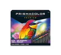 Prismacolor Premier Double-Ended Art Markers, Fine and Chisel Tip, 12 Pack