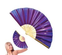Prismatic Folding Shield - Oversized Festival Clacker, Rainbow Shimmer Fabric, Hardware, Statement Fashion Accessory | Portable Stage Presence Equipment, For Party Dance Performance Prop