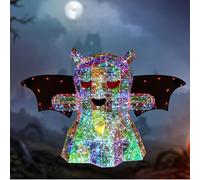 Prismatic Iridescent Spooky Ghost 13 "Prismatic Ghost LED Lights Devil Ghost Decoration with Wings Prismatic Ghost Night Light Halloween Indoor Outdoor Glowing Ghost Decoration
