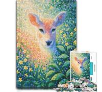 Prismatic Pointillism Fawn - Luminous Woodlan Jigsaw Puzzle, 300 Pieces | Section-by-section building: an activity that can be paused and resumed during indoor leisure.