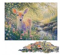 Prismatic Pointillism Fawn - Luminous Woodlan Jigsaw Puzzle, 500 Pieces | Visual matching and sorting: a clear section-by-section approach alone or together.