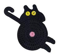 Prismoria Cute Cat Butt Coasters 1Pcs, Handmade Crochet Cat Butt Coaster, Table Mat Cat Ornament, Home Table Fun Cat Coaster