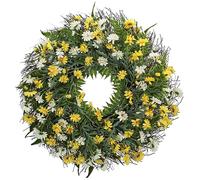 Prismoria Wreath Summer, 22 Inch Daisy Wreath with Wildflowers, Artificial Spring Wreath, Four Seasons Front Door Wreath Brightens, For Wedding Party Home Wall Fireplace