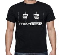 Prison Break Print Pullover Men's Crewneck Short Sleeve Top Unisex Pure Cotton T-Shirt Tee Black XXL