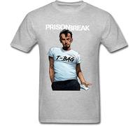 Prison Break T-Bag T-Shirt Mens Funny Man Clothing Printed Tops Cotton Tees Grey Size L