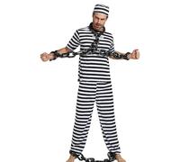 Prison Costume Black and White Striped Renaissance Medieval Jail Outfit