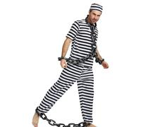 Prison Costume Black and White Striped Renaissance Medieval Jail Suit