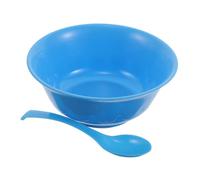 Prison Dining Bowl and Spoon Set Plastic Blue Rounded Edge