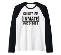 Prison Inmate Costume County Jail Prisoner Raglan Baseball Tee